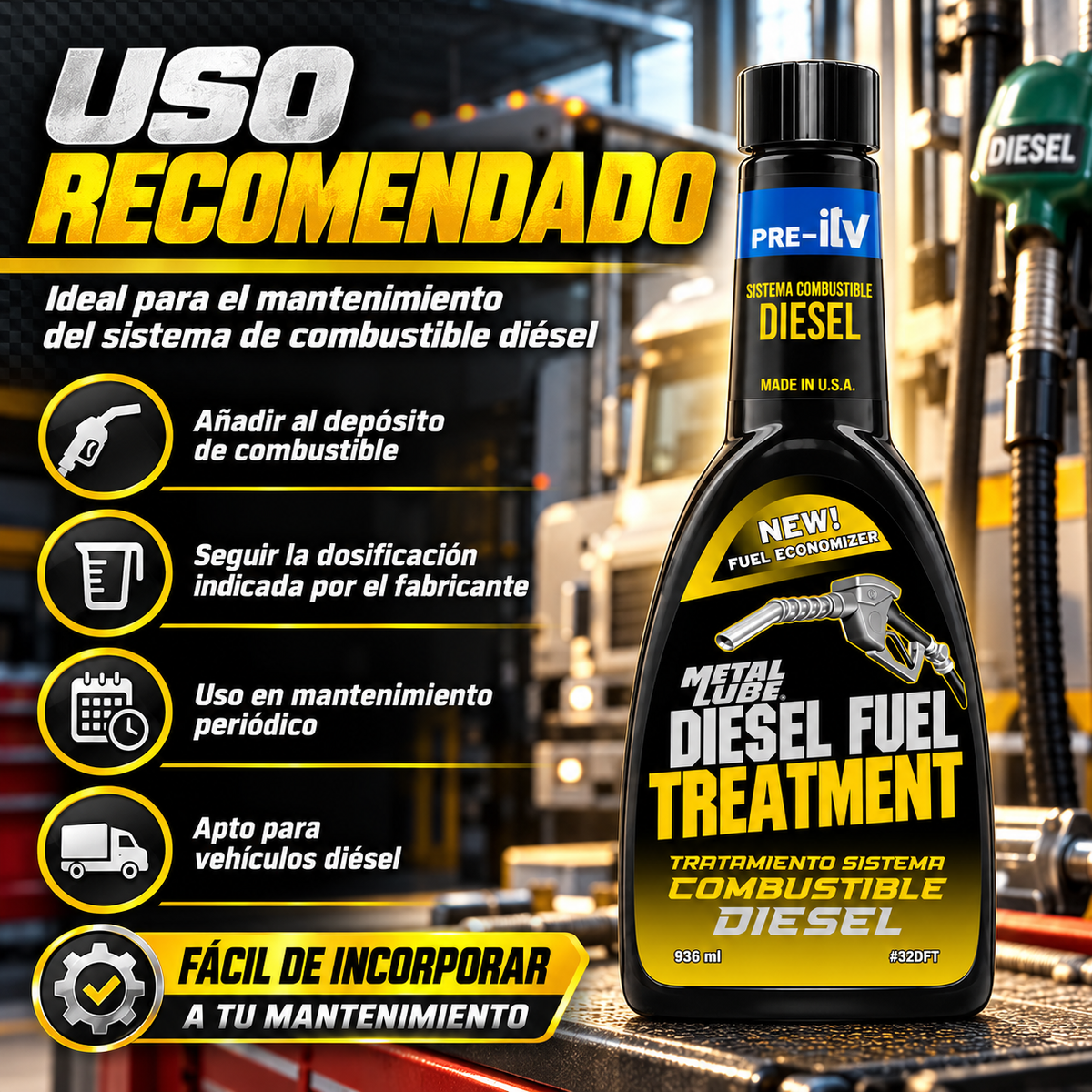 METAL LUBE SISTEMA MOTORES DIESEL CAMION 32DFT - 936ml