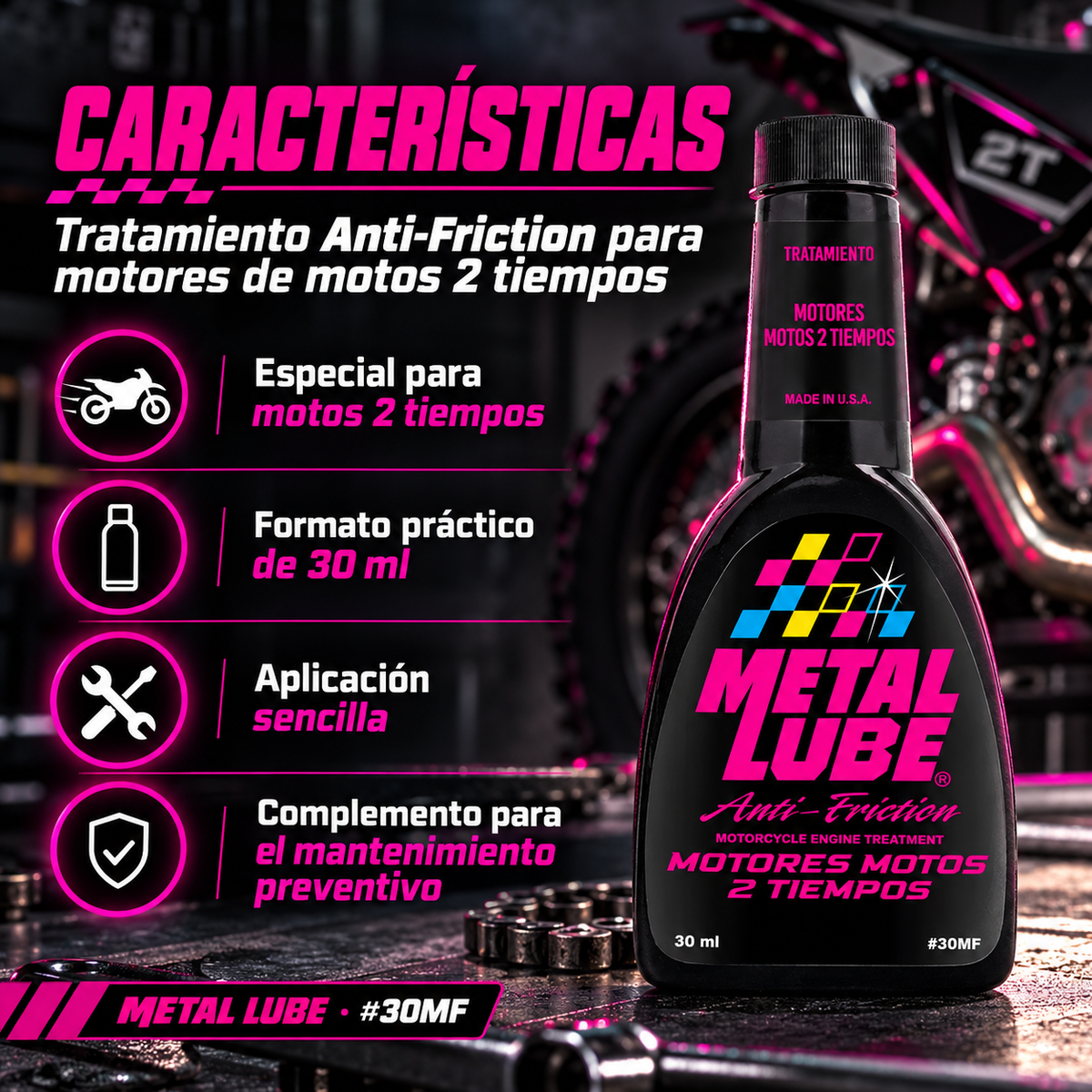 METAL LUBE FORMULA MOTORES MOTOS 2T 30MF - 30ml