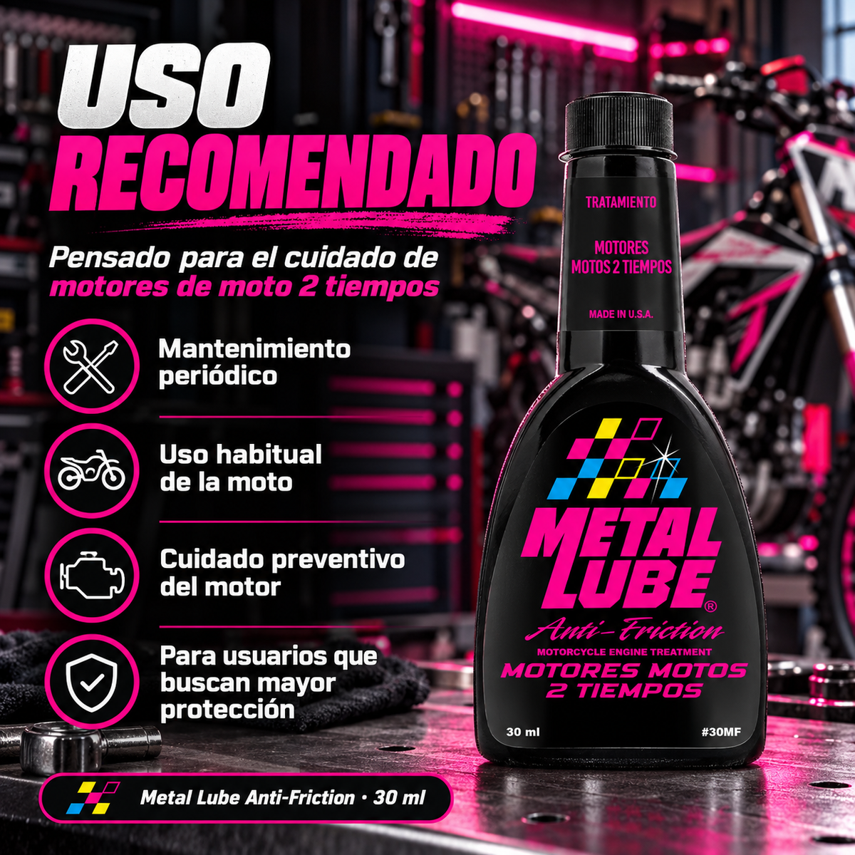 METAL LUBE FORMULA MOTORES MOTOS 2T 30MF - 30ml