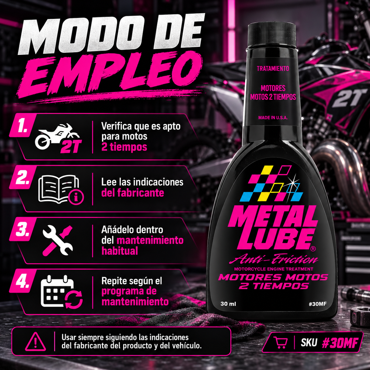 METAL LUBE FORMULA MOTORES MOTOS 2T 30MF - 30ml