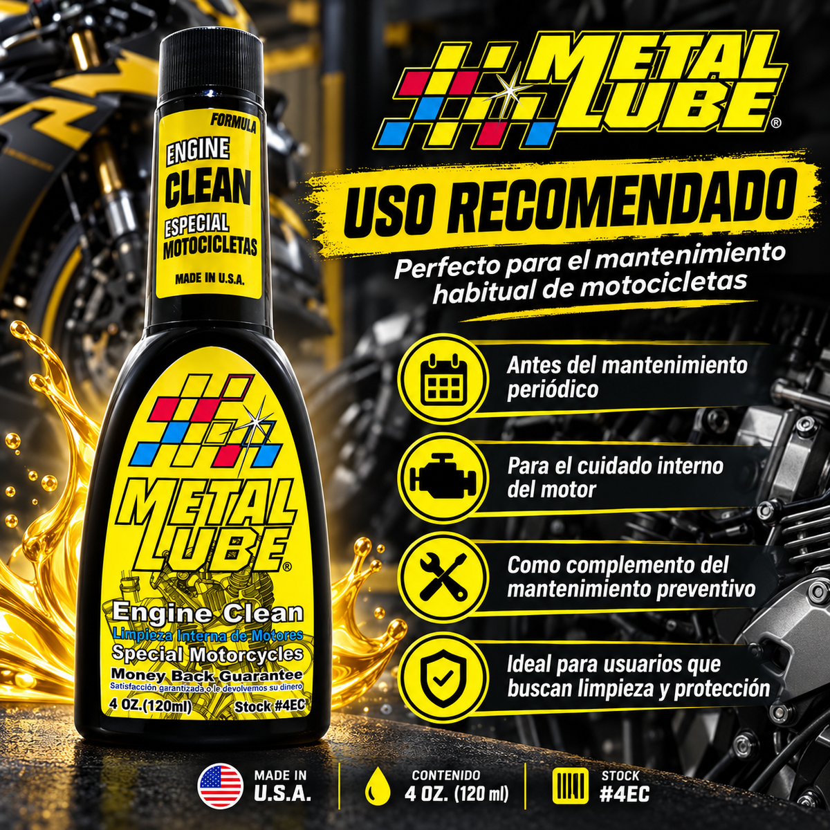 METAL LUBE LIMPIEZA DE MOTORES 4EC - 120ml