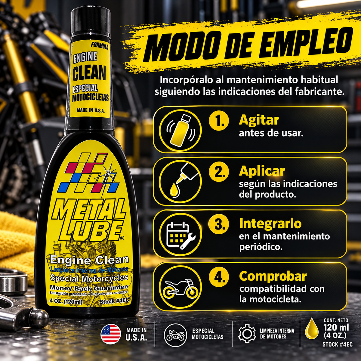 METAL LUBE LIMPIEZA DE MOTORES 4EC - 120ml