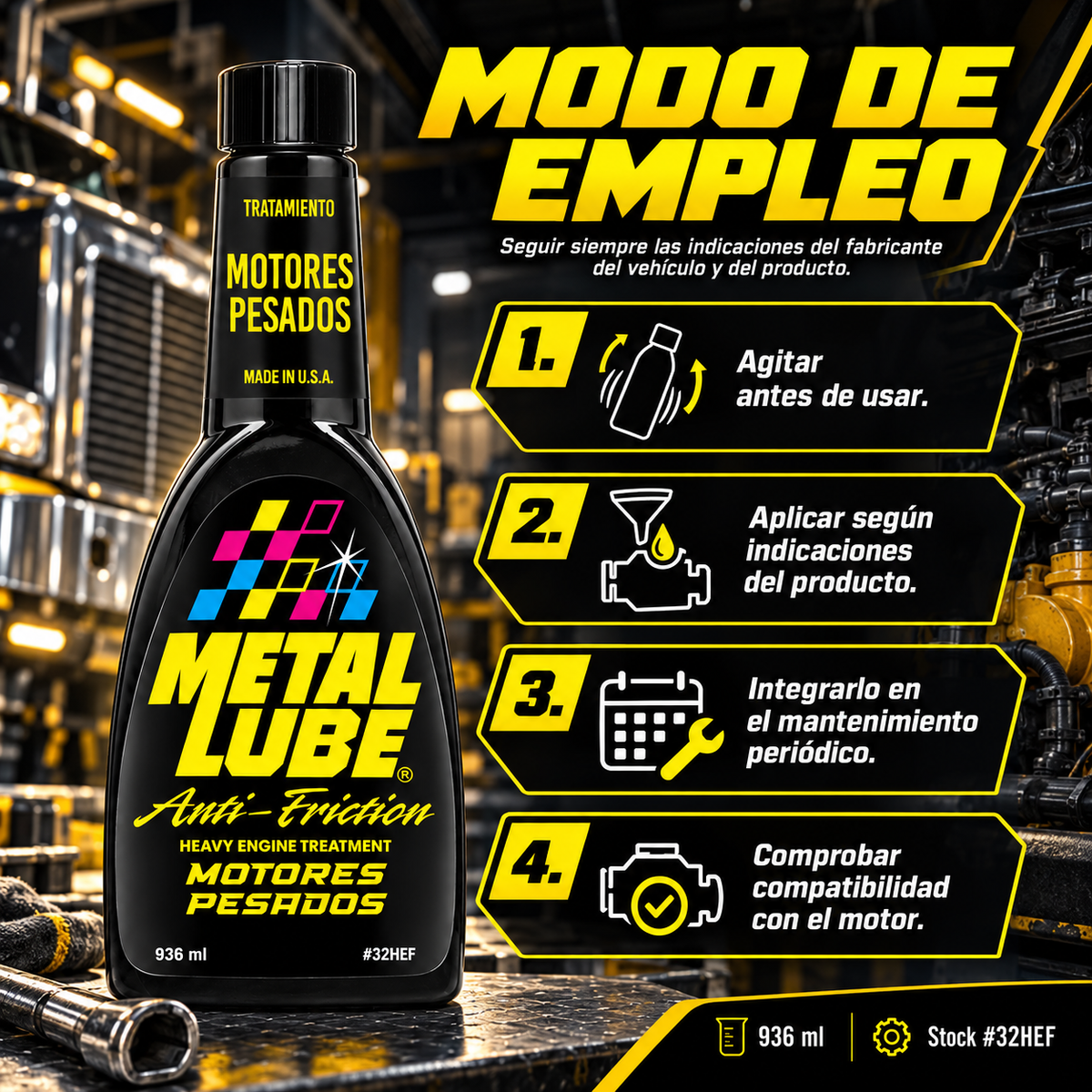 METAL LUBE FORMULA MOTORES PESADOS 32HEF - 936ml