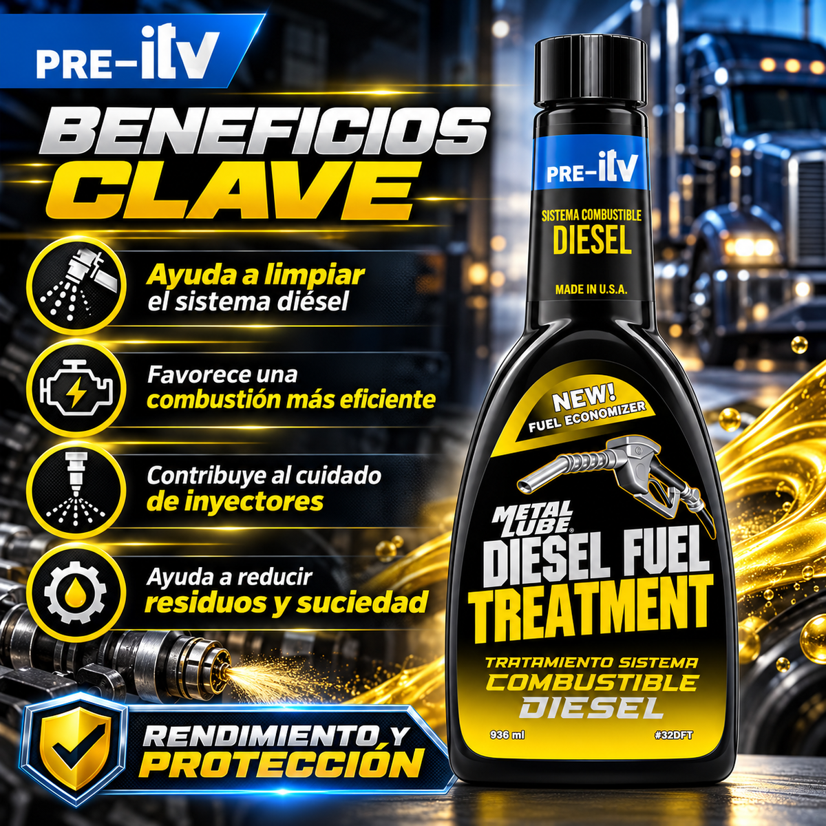 METAL LUBE SISTEMA MOTORES DIESEL CAMION 32DFT - 936ml