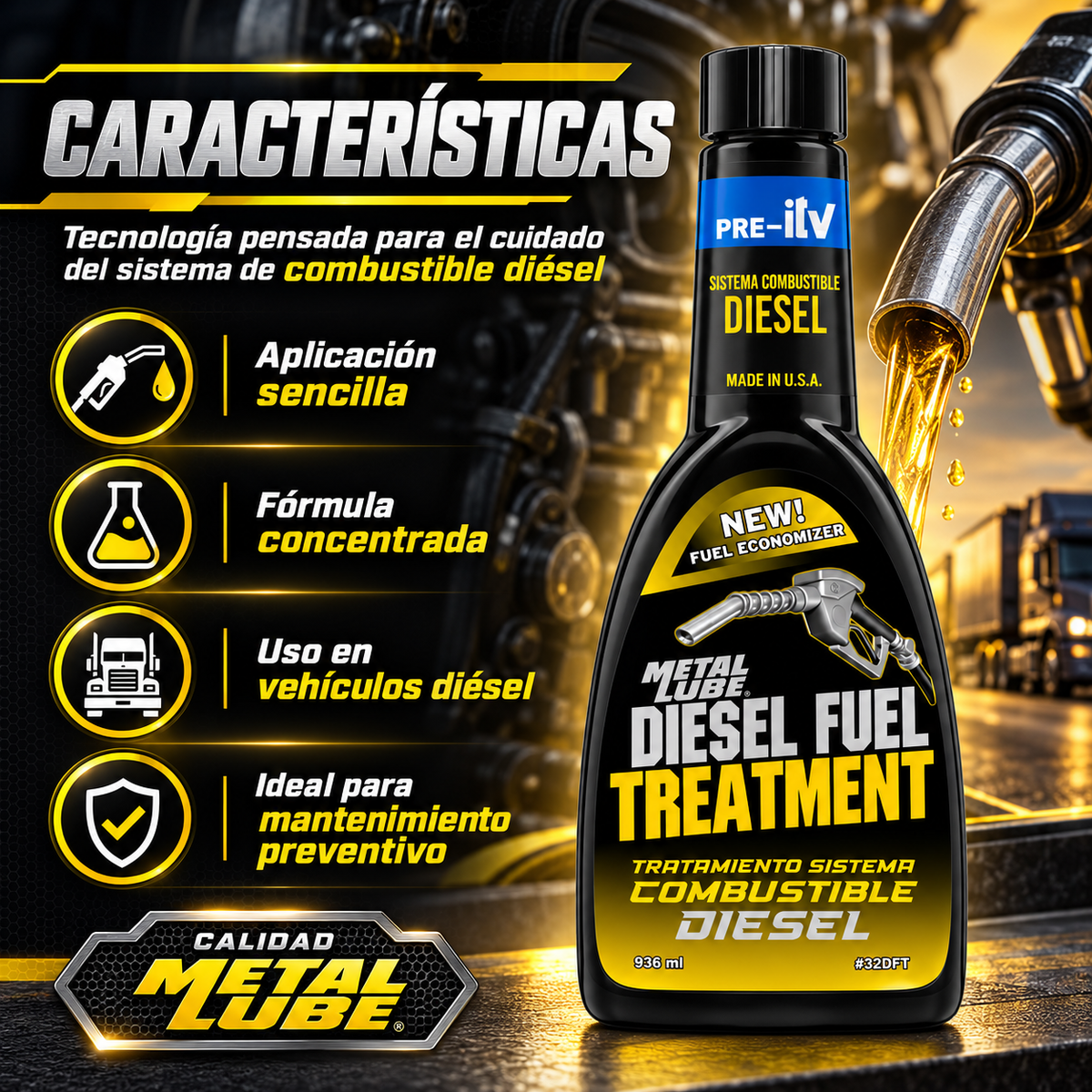 METAL LUBE SISTEMA MOTORES DIESEL CAMION 32DFT - 936ml