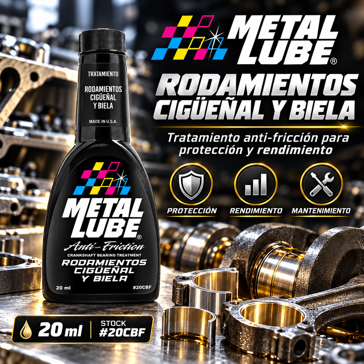 METAL LUBE RODAMIENTO CIGÜEÑAL Y BIELA 20FRCB- 20ml