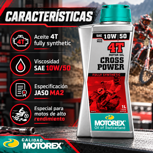 MOTOREX ACEITE SINTETICO 10W50 CROSS POWER 4T - 1litro