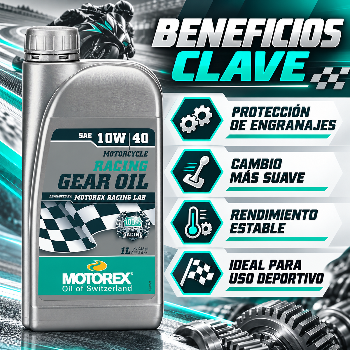 MOTOREX ACEITE CAJA DE CAMBIO SINTETICO 10W40 Racing Motorex - 1litro