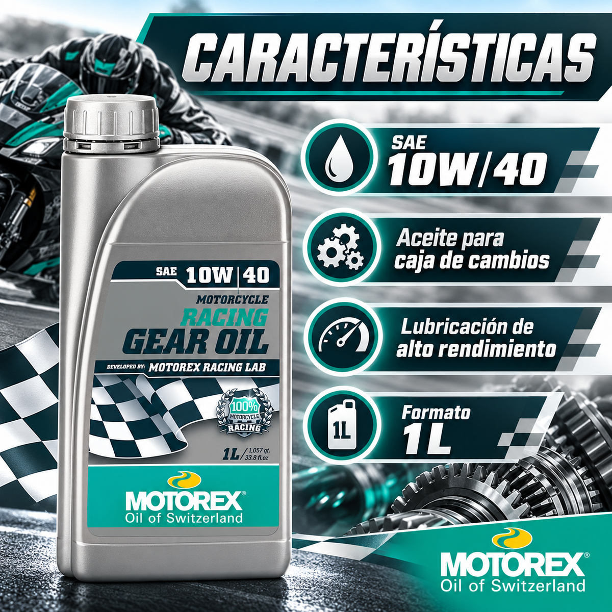 MOTOREX ACEITE CAJA DE CAMBIO SINTETICO 10W40 Racing Motorex - 1litro
