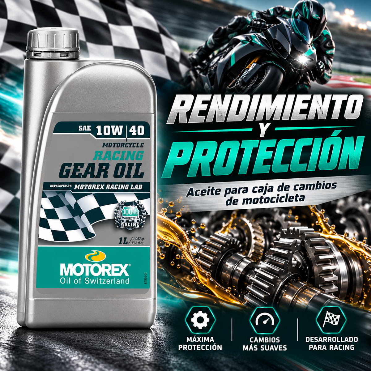 MOTOREX ACEITE CAJA DE CAMBIO SINTETICO 10W40 Racing Motorex - 1litro