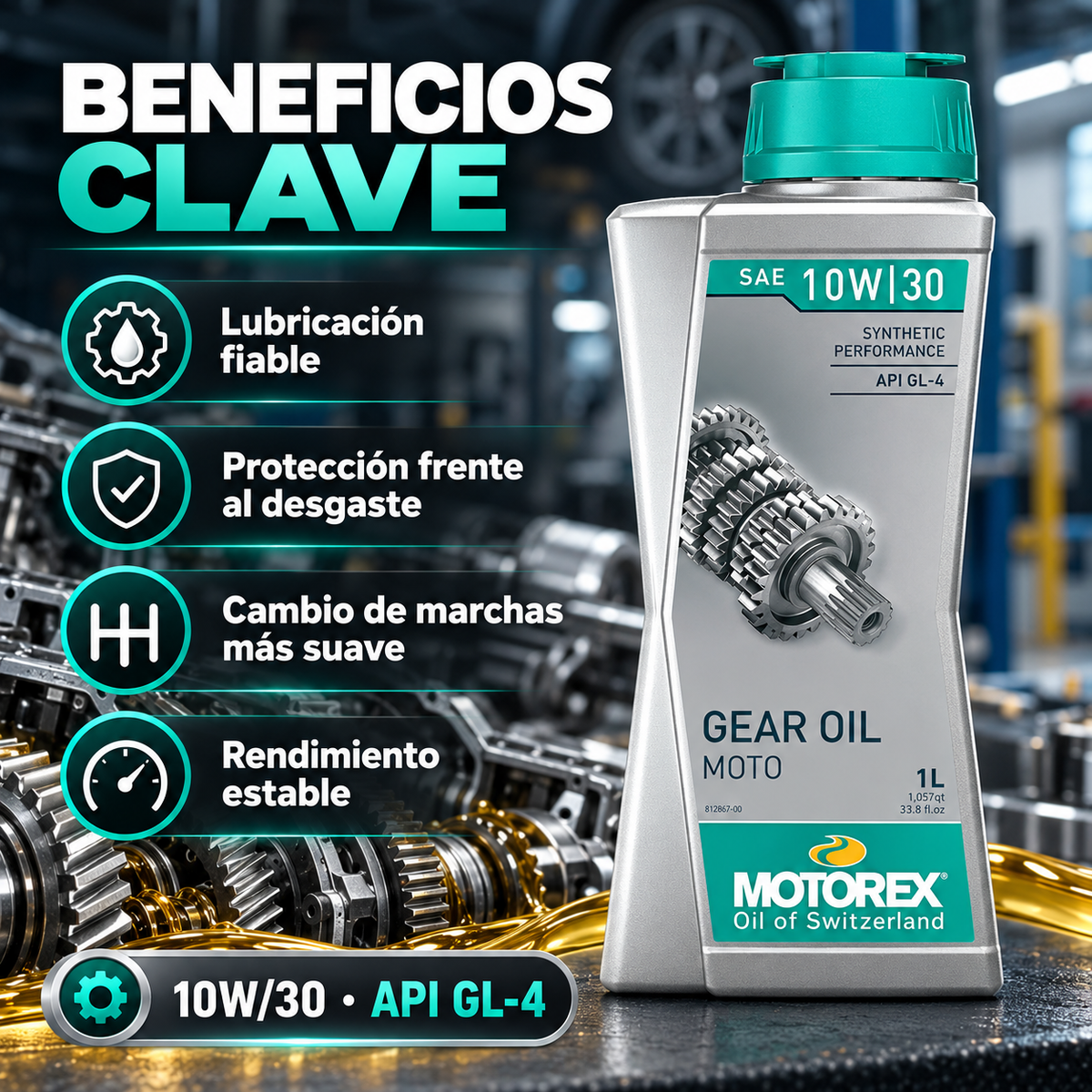 MOTOREX ACEITE CAJA DE CAMBIO SINTETICO 10W30 - 1litro