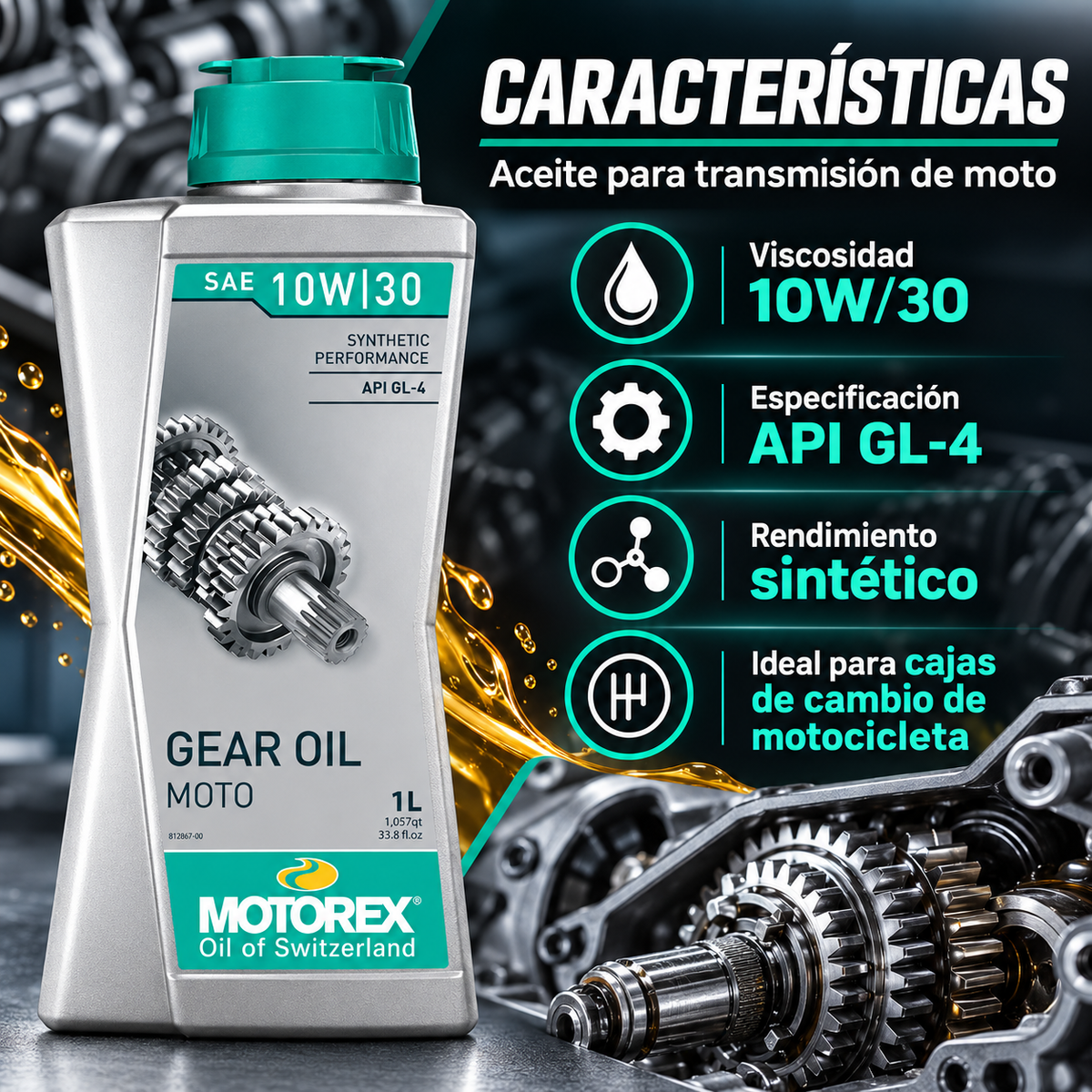 MOTOREX ACEITE CAJA DE CAMBIO SINTETICO 10W30 - 1litro
