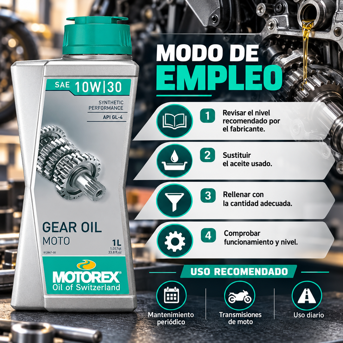 MOTOREX ACEITE CAJA DE CAMBIO SINTETICO 10W30 - 1litro