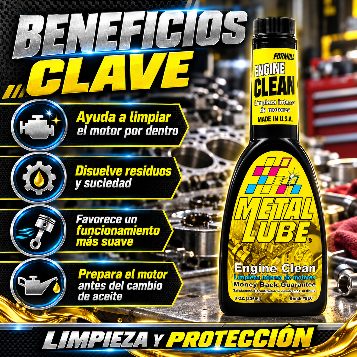 METAL LUBE LIMPIEZA DE MOTORES 8EC - 236ml
