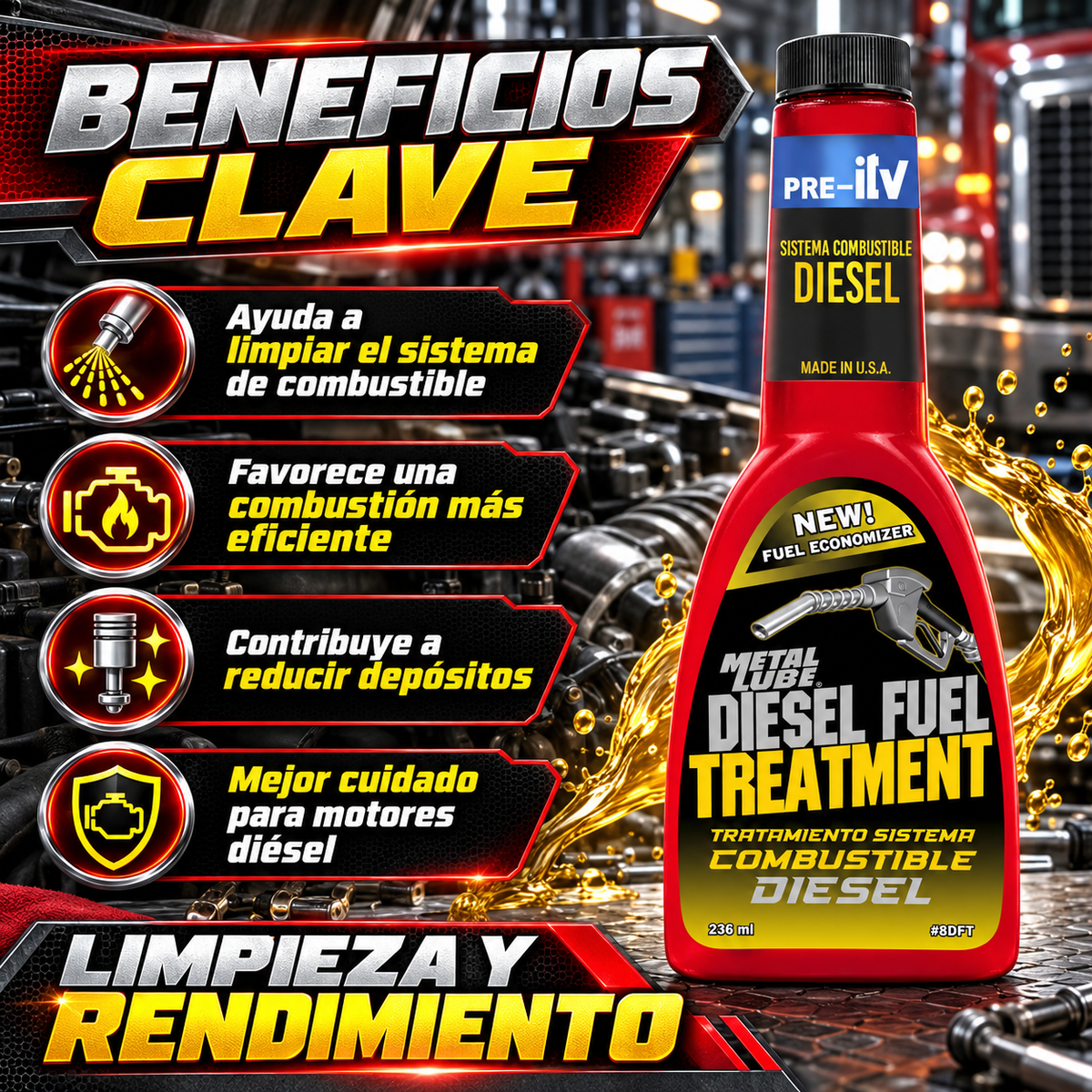 METAL LUBE SISTEMA MOTORES DIESEL 8DFT - 236ml