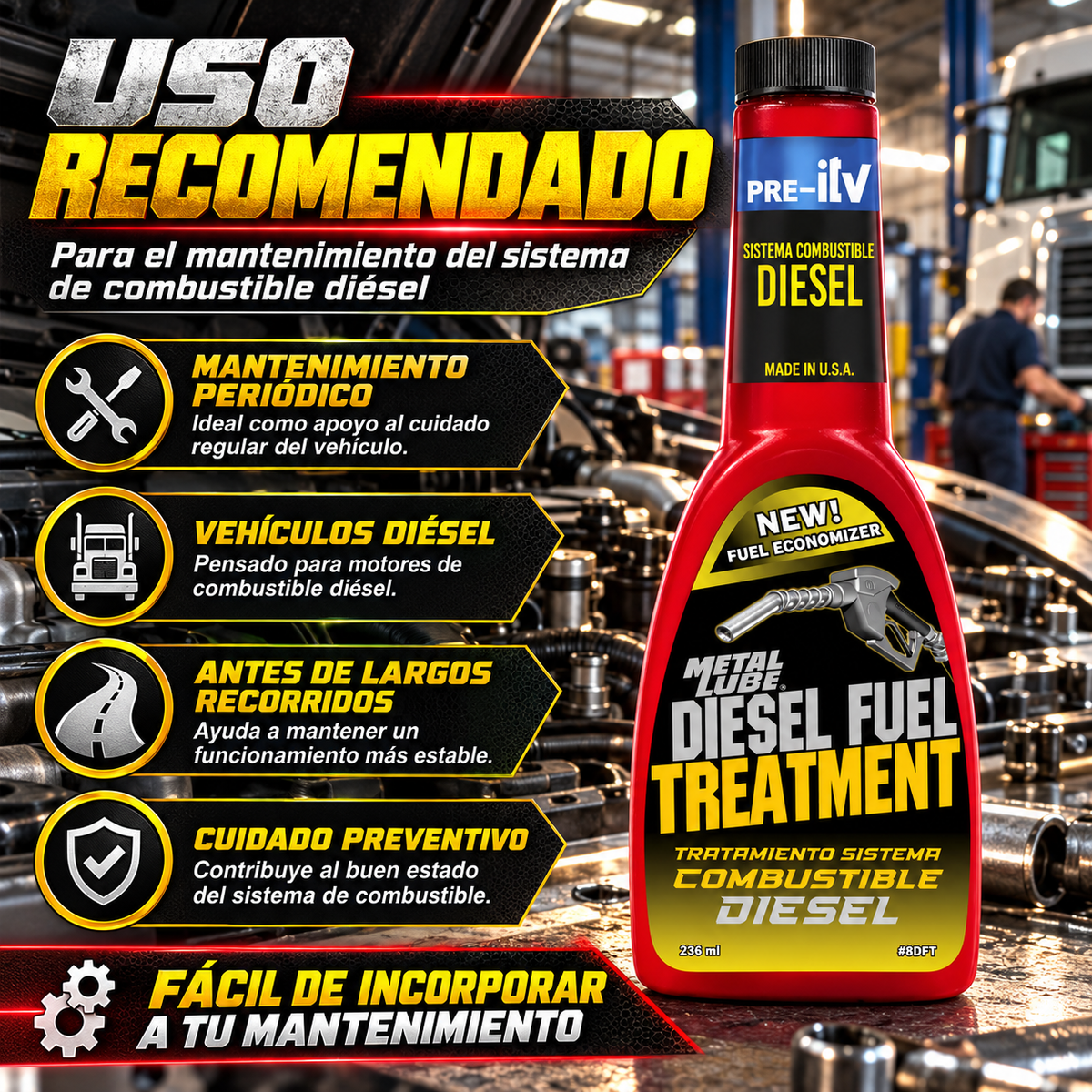 METAL LUBE SISTEMA MOTORES DIESEL 8DFT - 236ml